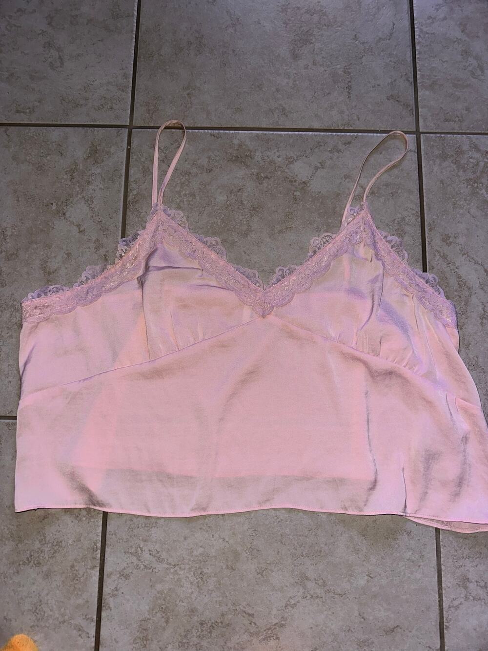 Abound Pink Satin Lace Trim Cami Crop Top 3X